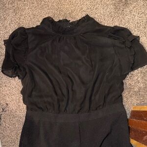 Vince Camuto Black Ruffled Short Sleeve Jumpsuit
